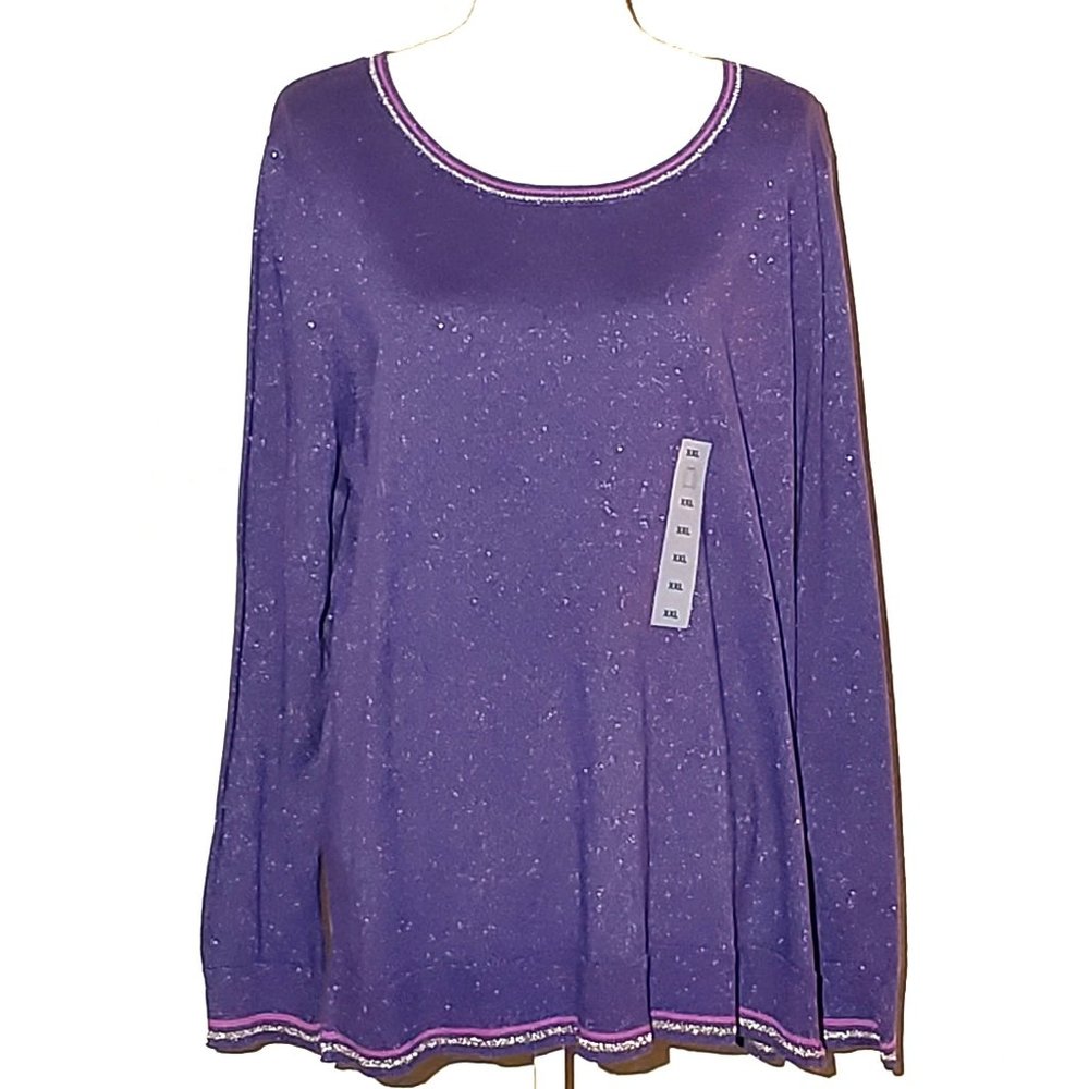 4/$20 Old Navy Purple Silver Sparkle Sweater